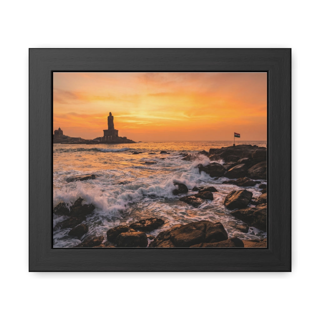 Framed Posters - Coastal Golden Glow — Landscape