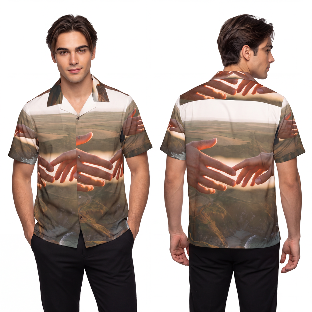 Men's Hawaiian Shirt - The Infinite Touch | Ethereal Coastal...