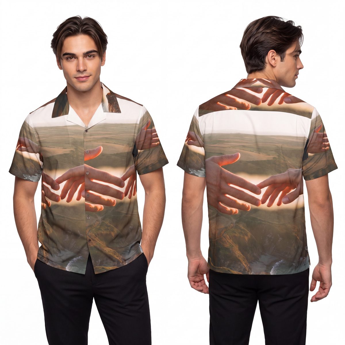 Men's Hawaiian Shirt - The Infinite Touch | Ethereal Coastal...
