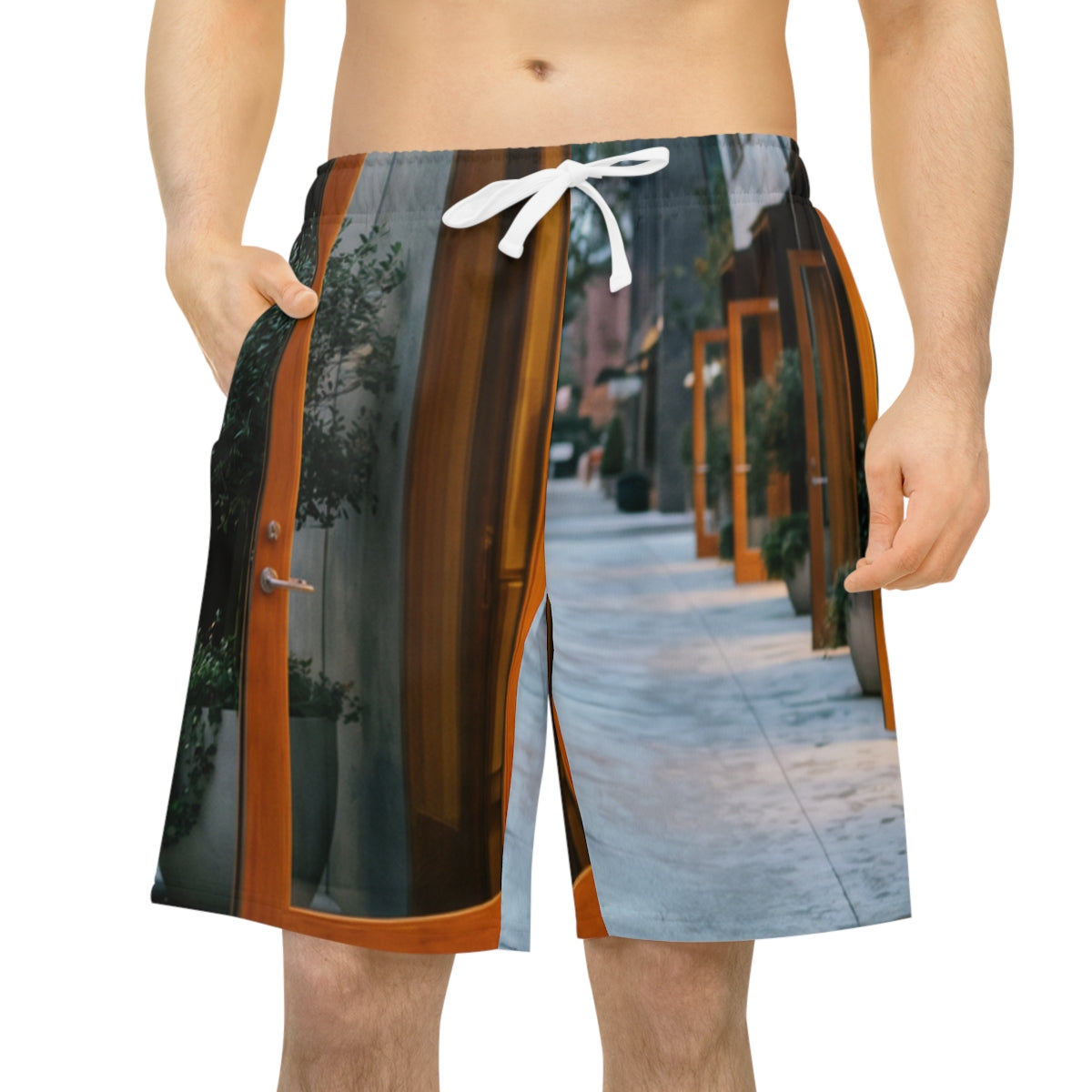 Men's Athletic Long Shorts - Twilight Courtyard | Echovira...