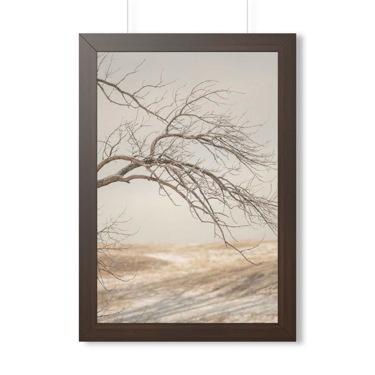 Framed Vertical Poster - Winter Branch Solitude Landscape —...