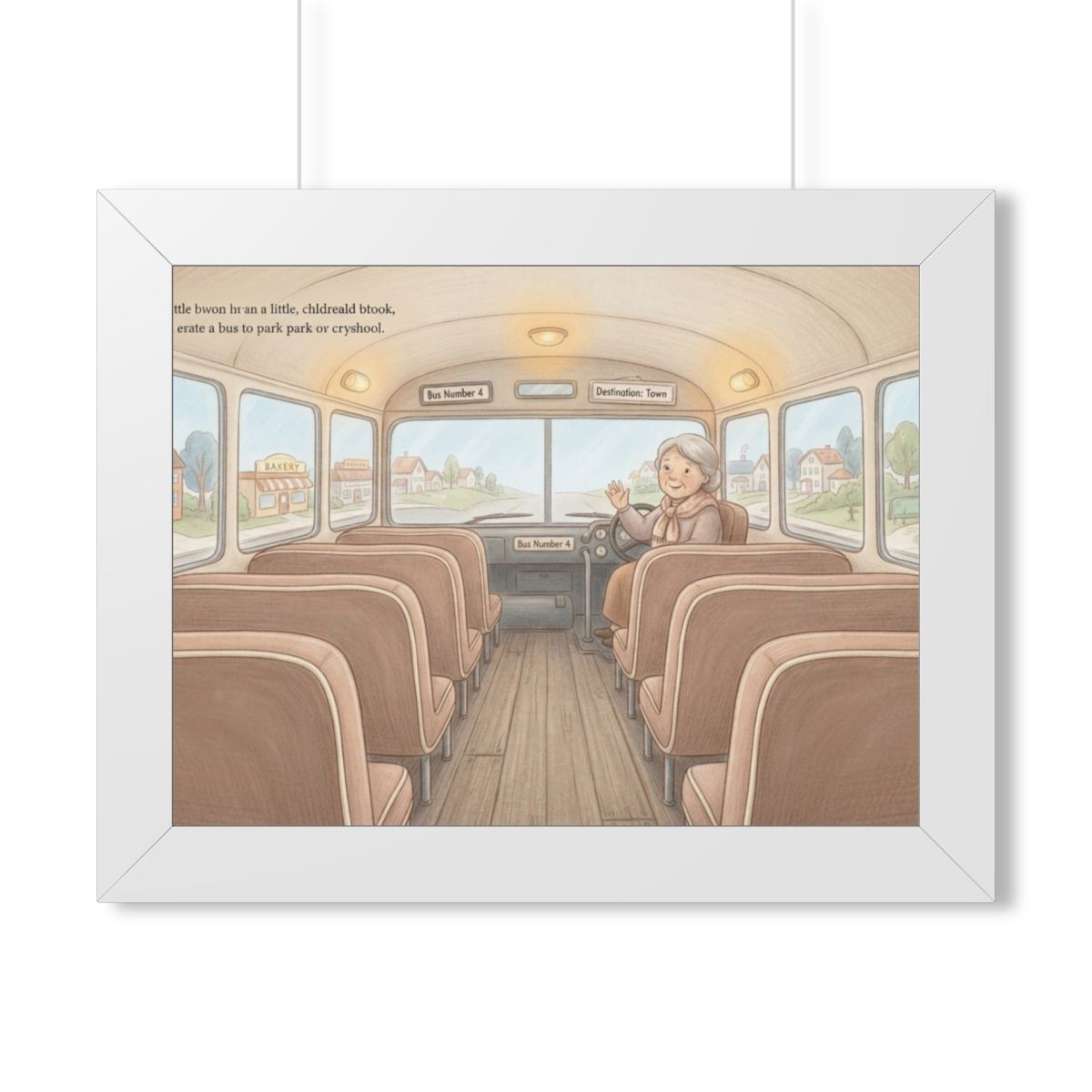 Framed Horizontal Poster - Storybook Bus Ride Whimsical Wall...
