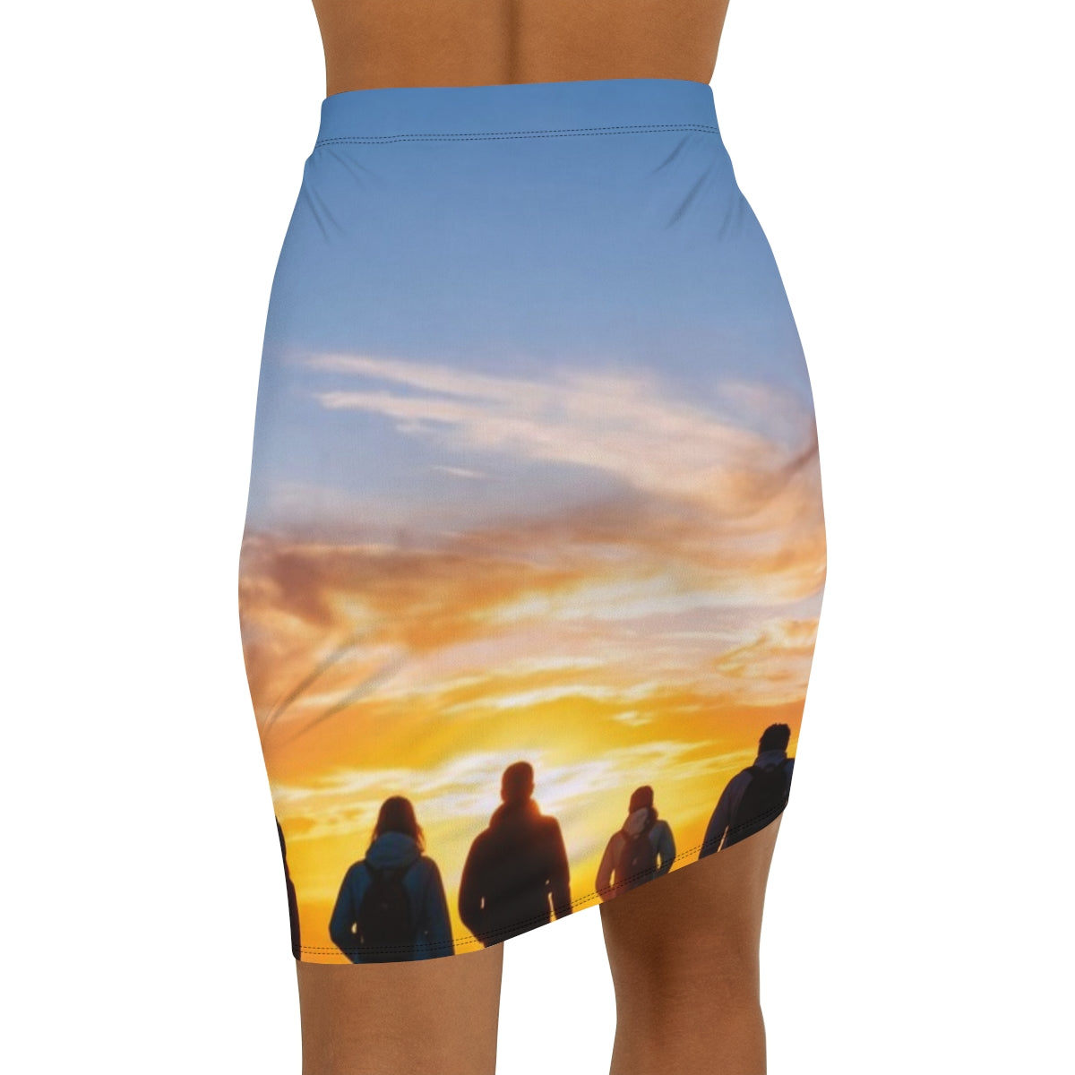 Women's Mid-Waist Pencil Skirt - Sunset Mountain Ridge |...