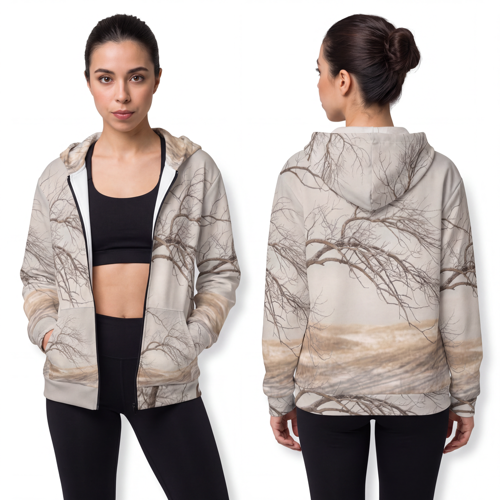 Unisex Zip Hoodie - Winter Branch Solitude Landscape |...