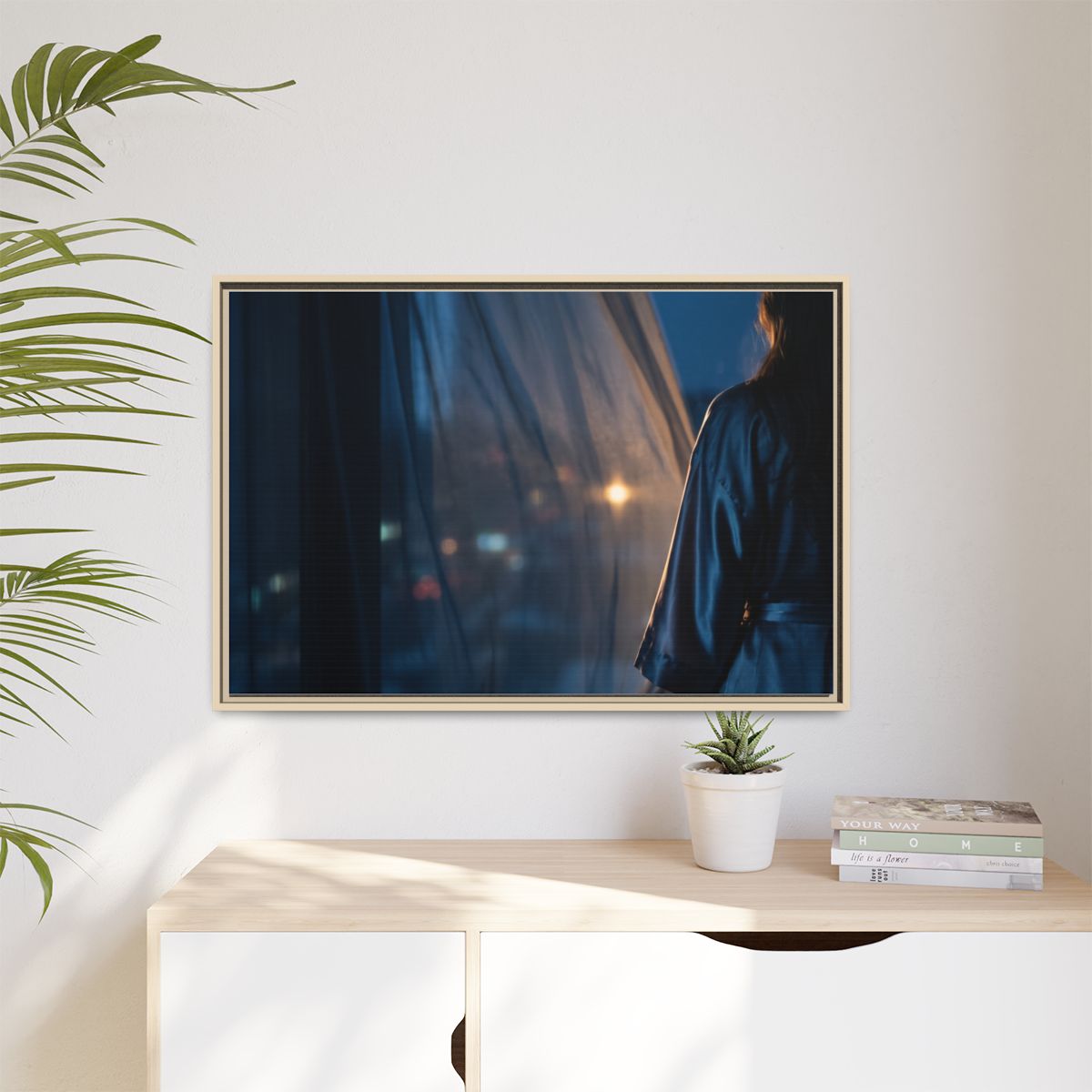 Matte Canvas, Framed - Nocturnal Solitude Silhouette —... |...
