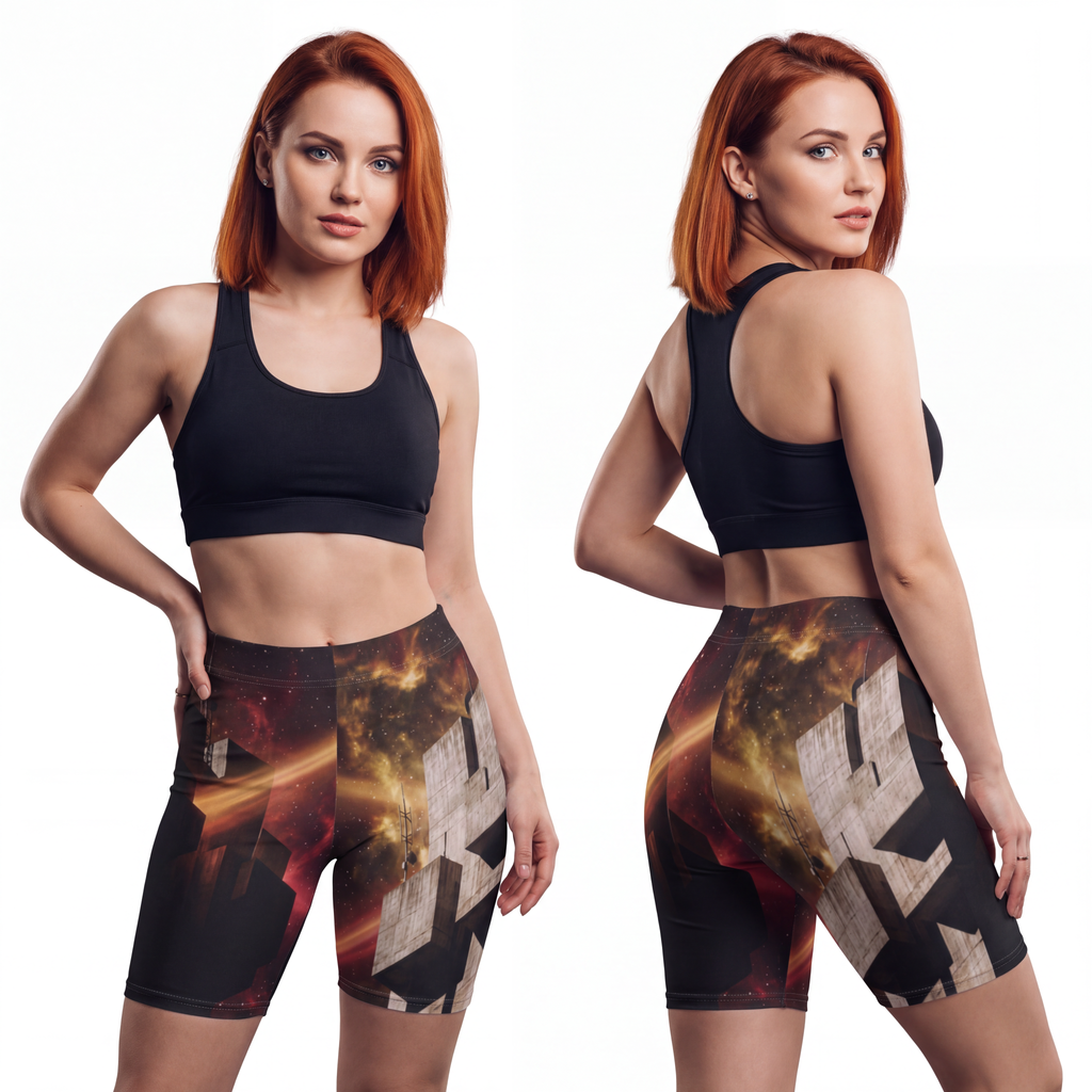 Women's Biker Shorts - Cosmic Spire | Echovira Gallery
