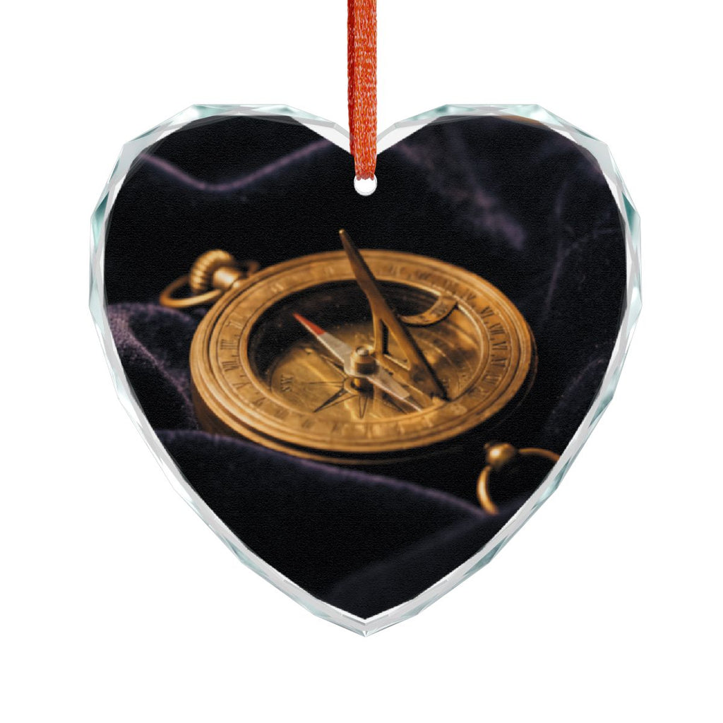 Sundial Compass Crystal Glass Ornament