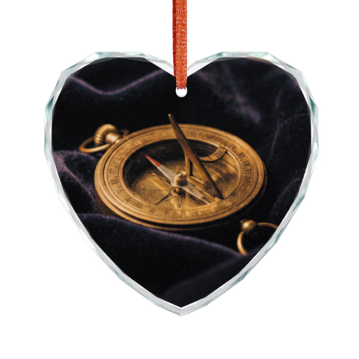 Sundial Compass Crystal Glass Ornament
