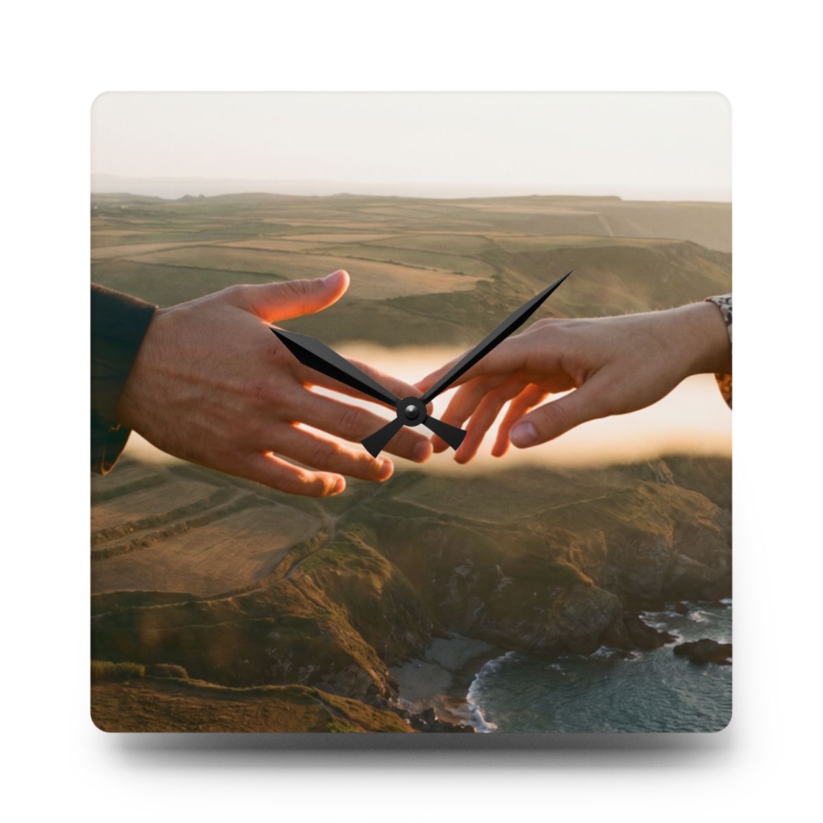 Acrylic Wall Clock - The Infinite Touch | Ethereal Coastal...
