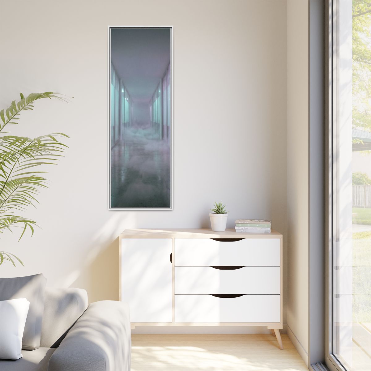 Matte Canvas, Framed - Liminal Corridor Fog Art Print —... |...