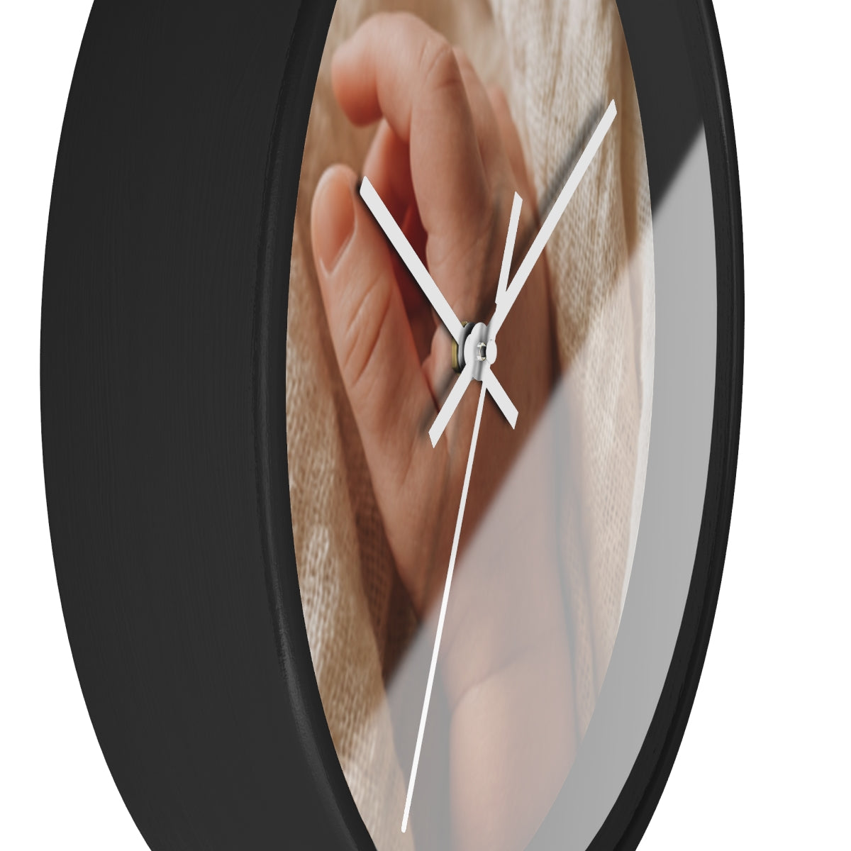 Wall Clock - Tender Newborn Hand in Soft Muslin Blanket |...