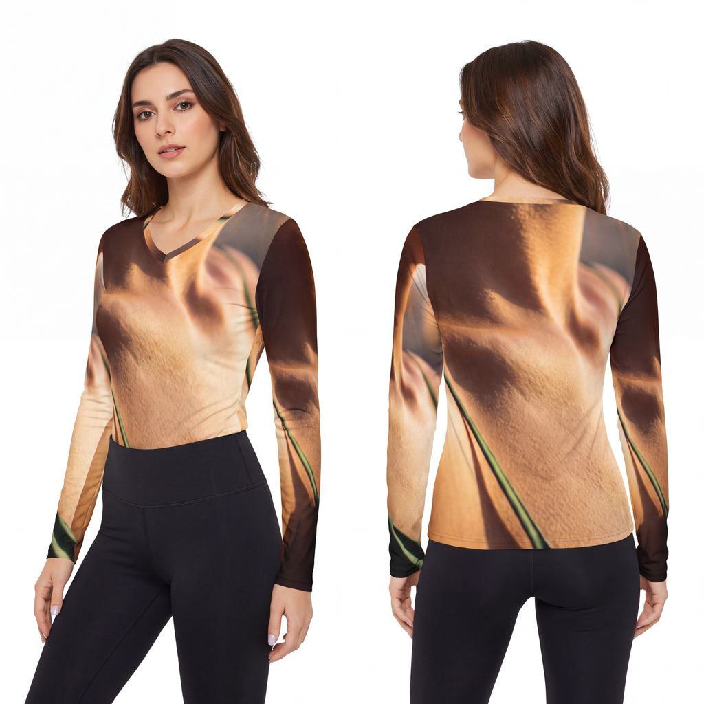 Women's Long Sleeve V-neck Shirt - Golden Hour V-neck Shirt...