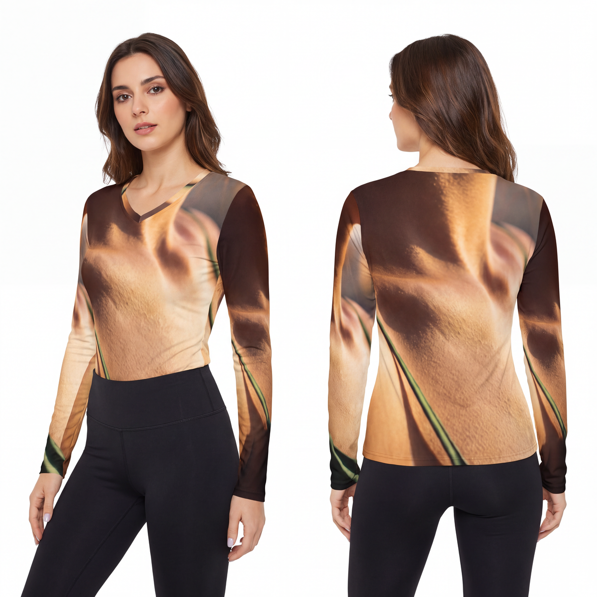 Women's Long Sleeve V-neck Shirt - Golden Hour V-neck Shirt...
