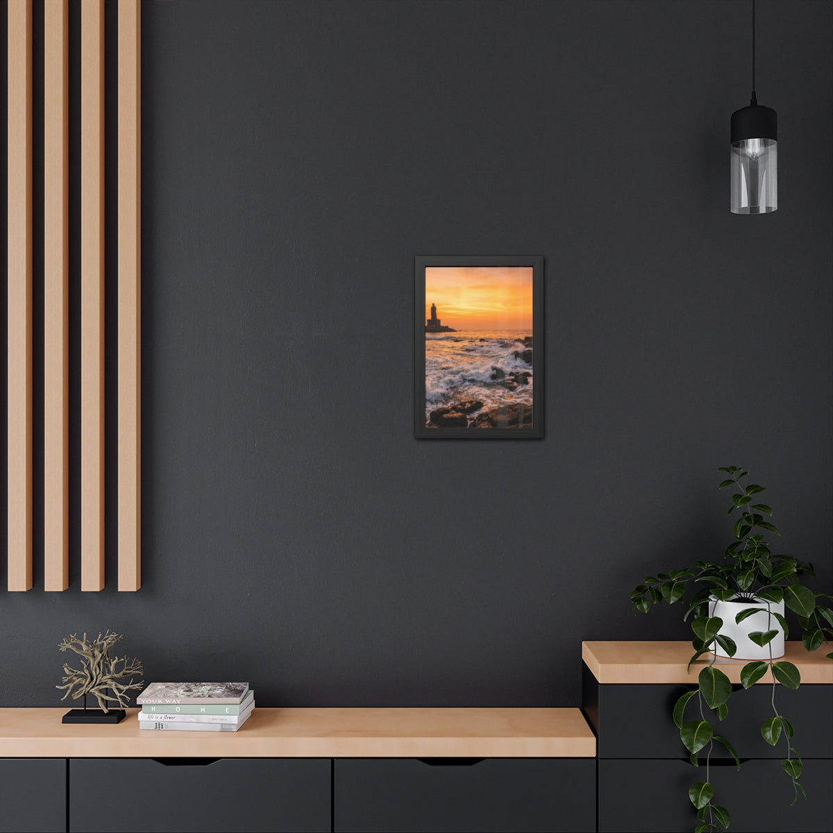 Framed Posters - Coastal Golden Glow — Portrait