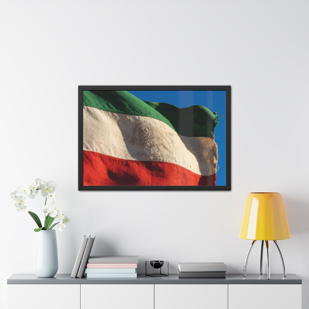 Framed Posters - Vintage Persian Lion and Sun Heritage Flag...