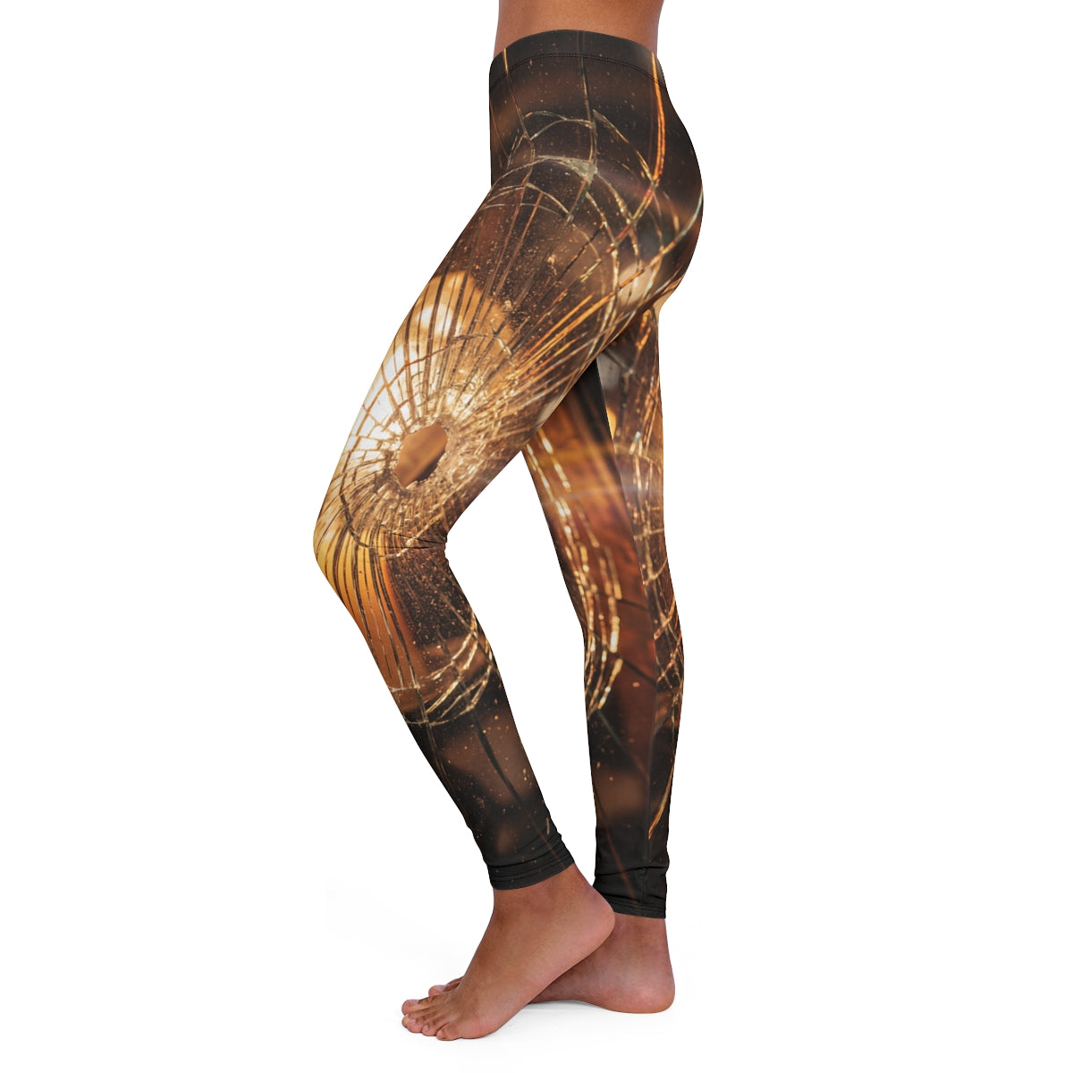 Women's Casual Spandex Leggings - Shattered Amber Light Wall...