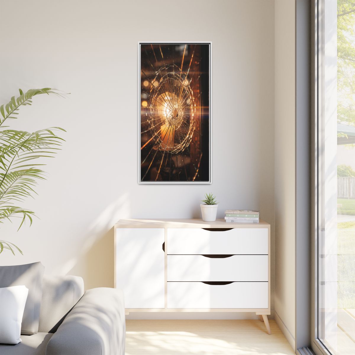 Matte Canvas, Framed - Golden Fractured Art — White / 1.25"...