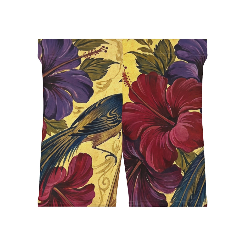 Women's Biker Shorts with Persian Bird Art