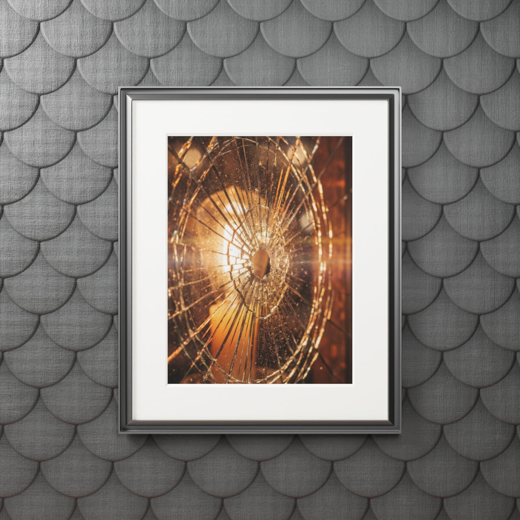Fine Art Prints - Golden Fractures Shattered Glass Art —......