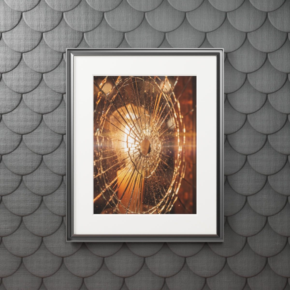 Fine Art Prints - Golden Fractures Shattered Glass Art —......