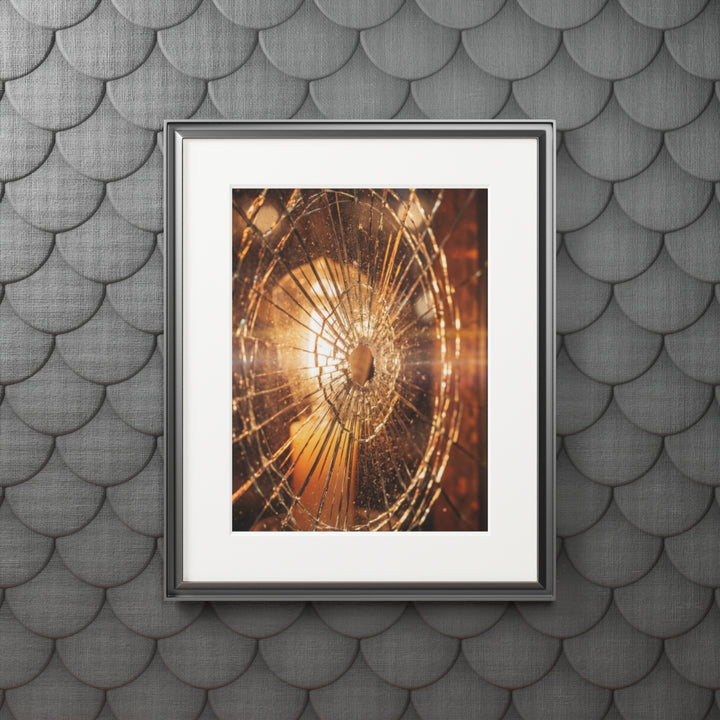 Fine Art Prints - Golden Fractures Shattered Glass Art — Portrait (11×14 & 16×20)