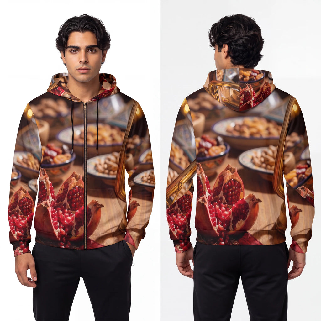 Men's Full-Zip Hoodie - Amber Twilight | Echovira Gallery