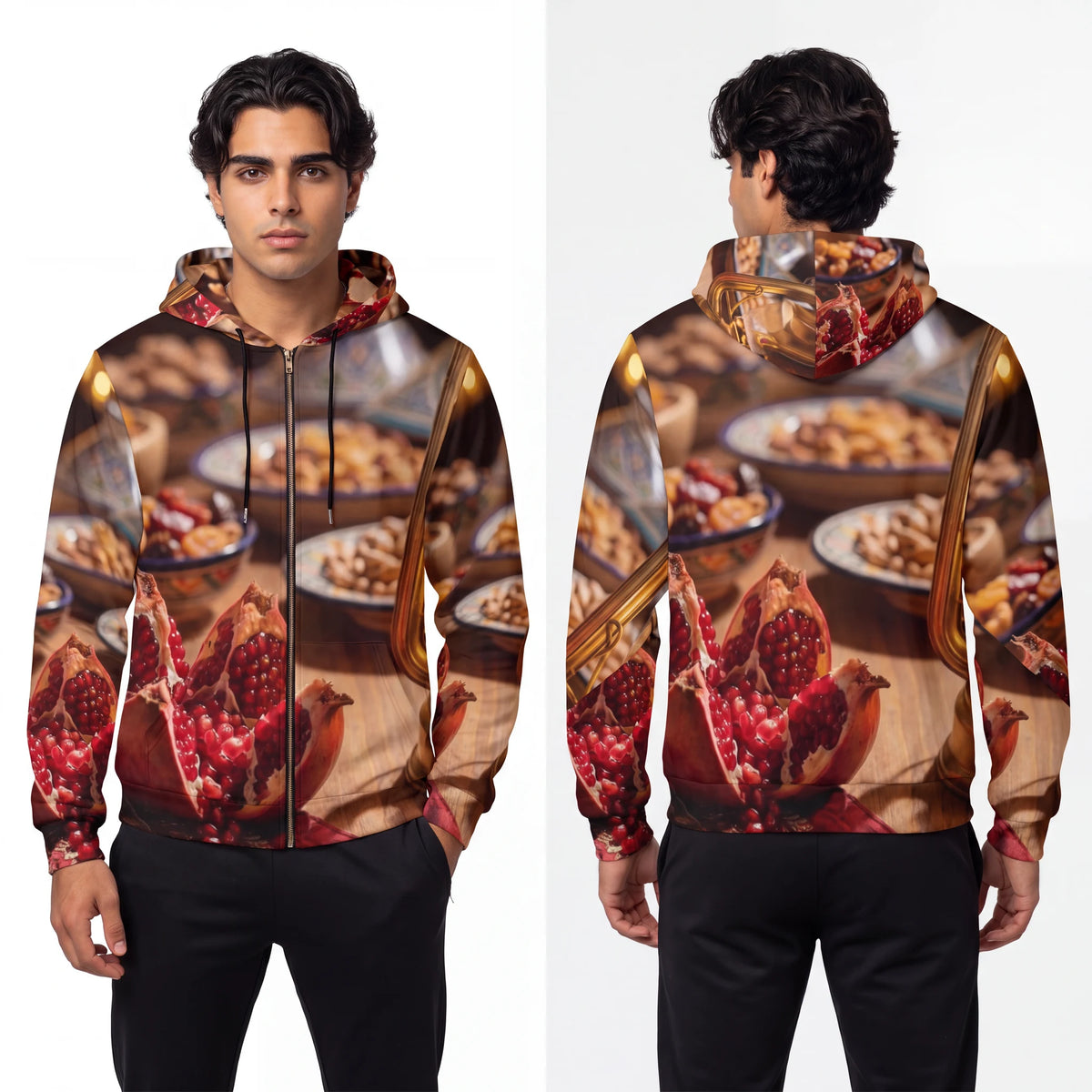 Men's Full-Zip Hoodie - Amber Twilight | Echovira Gallery