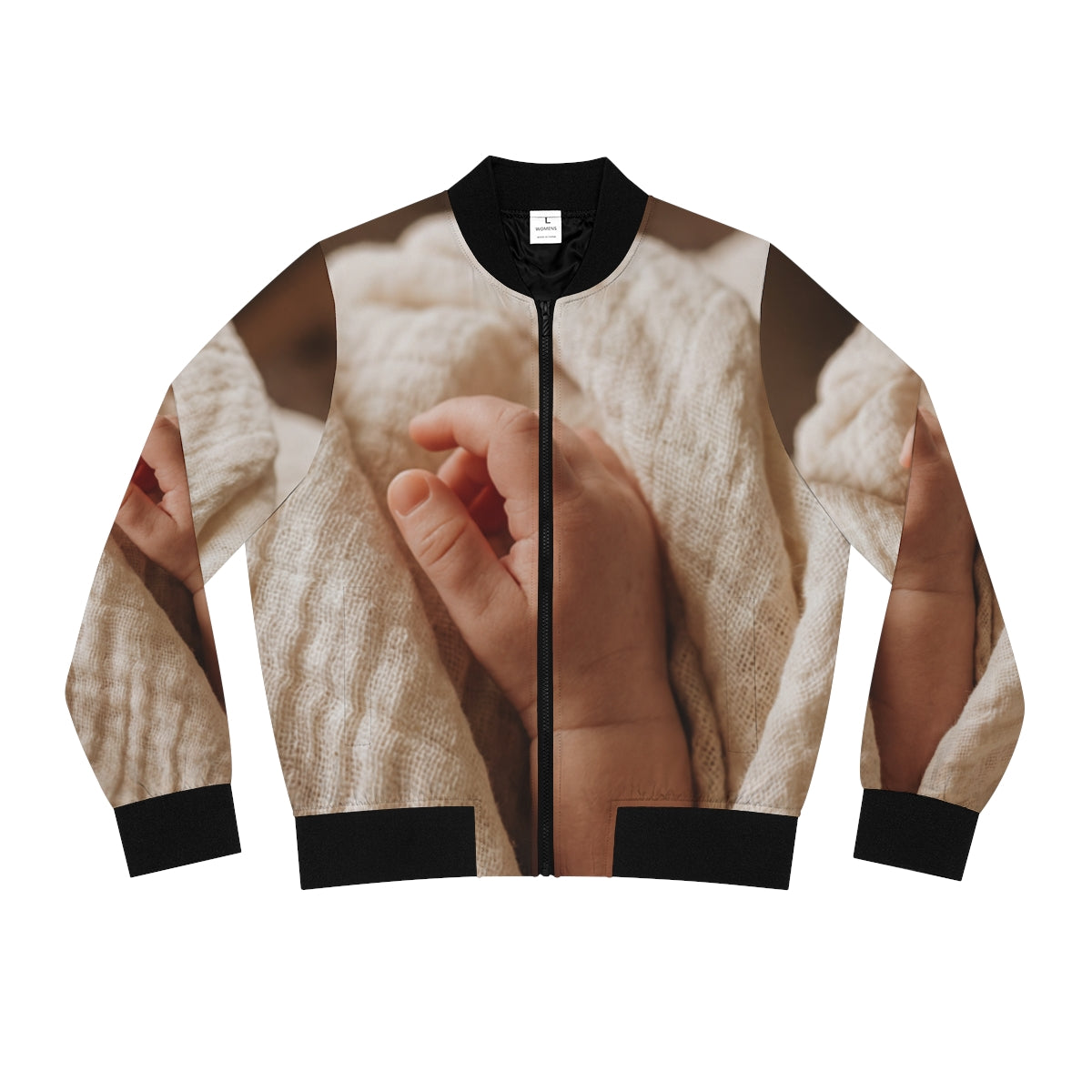 Women's Bomber Jacket - Tender Newborn Hand in Soft Muslin...