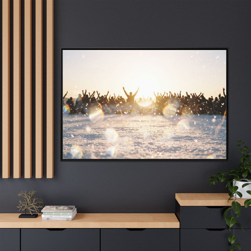 Framed Matte Canvas Landscape Crowd Art