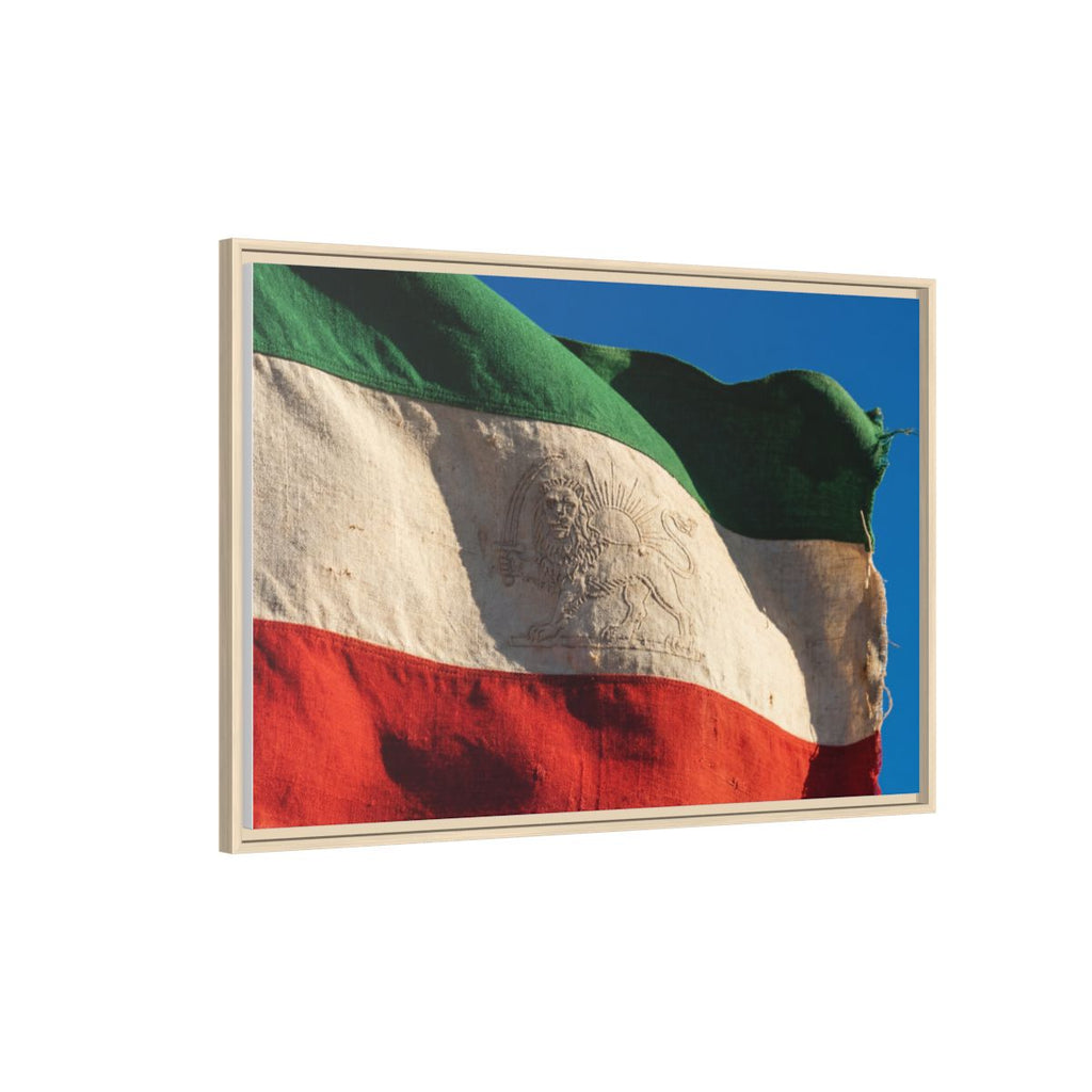 Framed Canvas Art - Distressed Flag — Natural / 1.25"