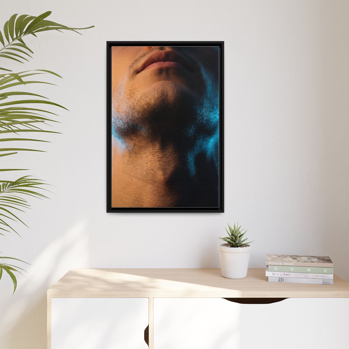 Matte Canvas, Framed - Neon Shadows Cinematic Portrait Art...