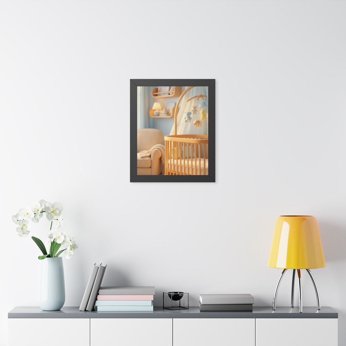 Framed Vertical Poster - Dreamy Serene Nursery Art — Black...