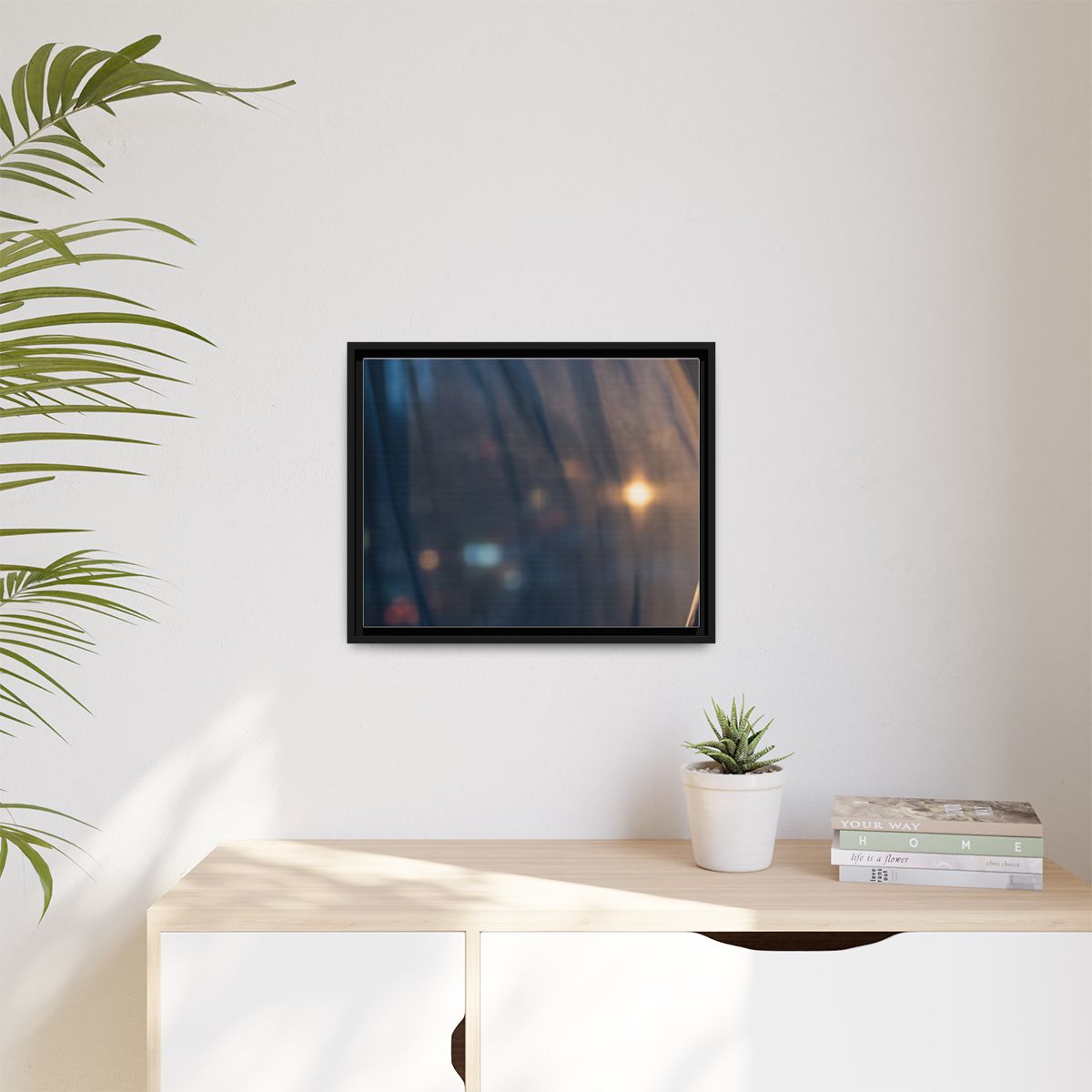 Matte Canvas, Framed - Nocturnal Solitude Silhouette — Black...