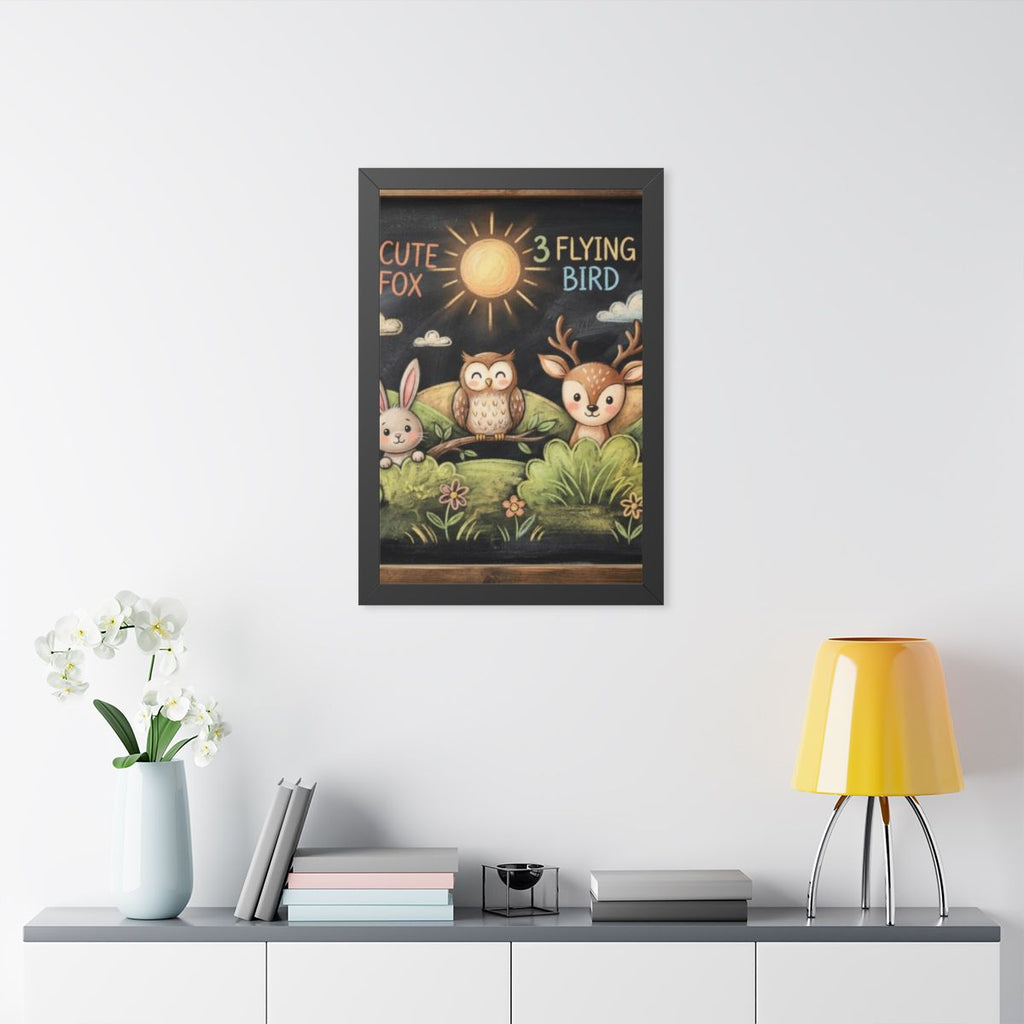 Framed Vertical Poster - Woodland Friends Meadow — Black......