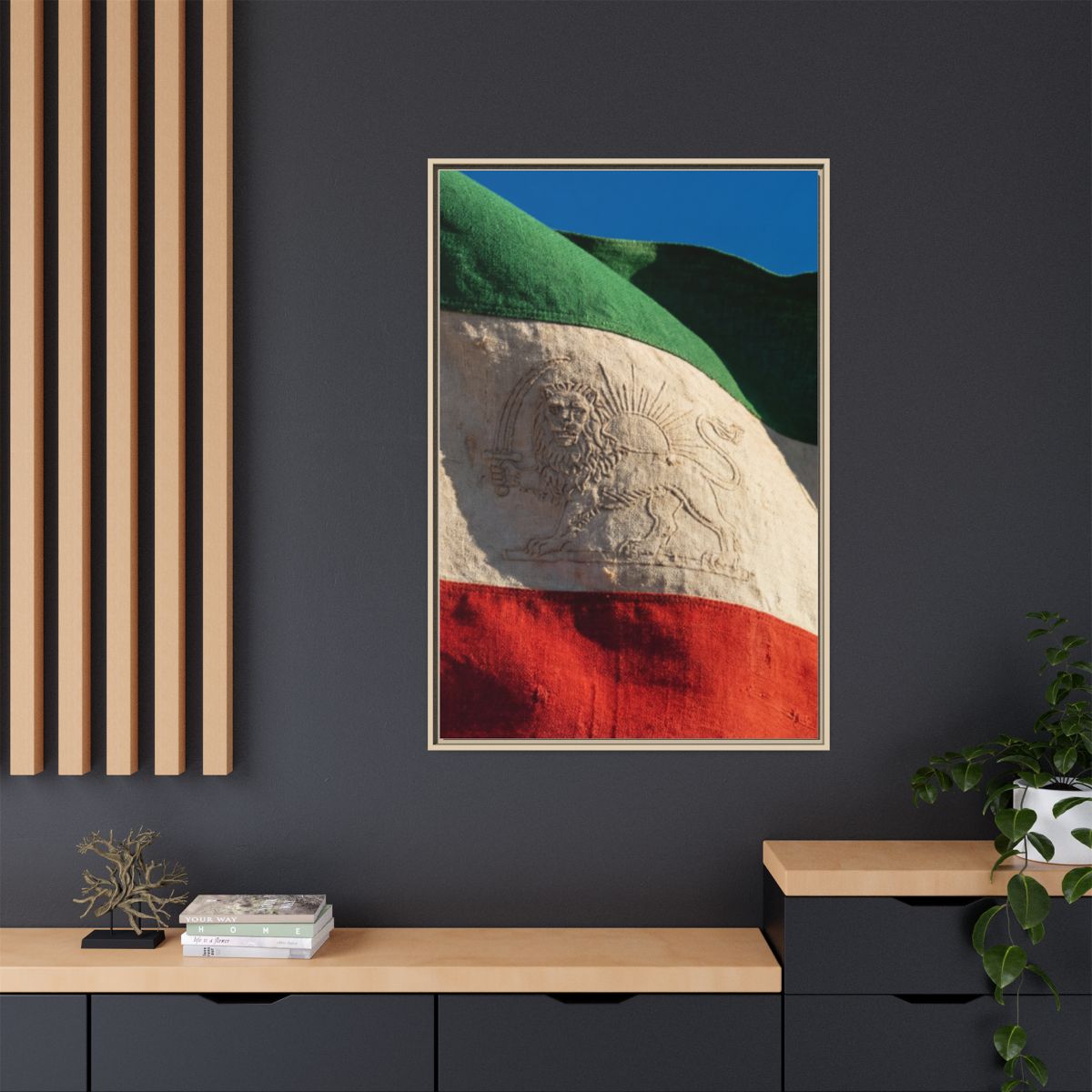 Framed Canvas Art - Distressed Flag — Natural / 1.25"