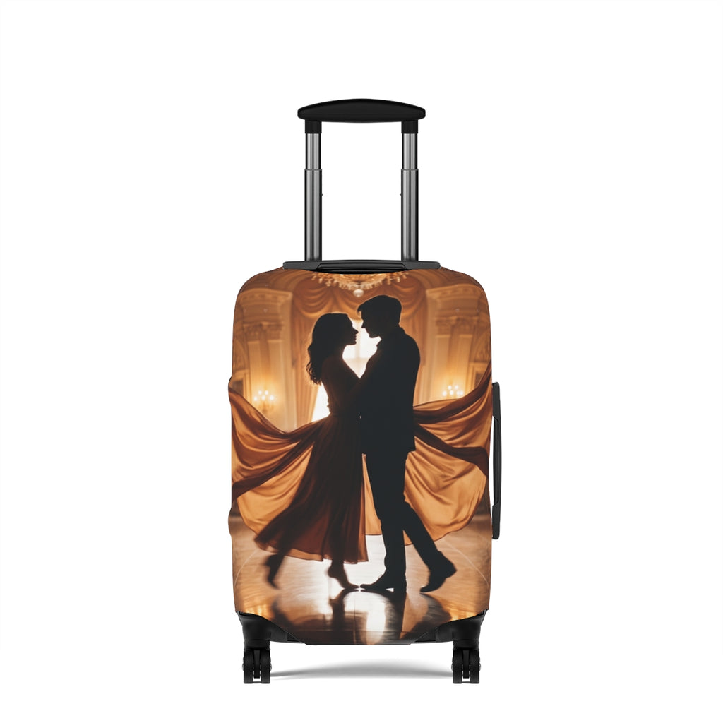 Luggage Cover - Golden Waltz Mirror Silhouette Art |...