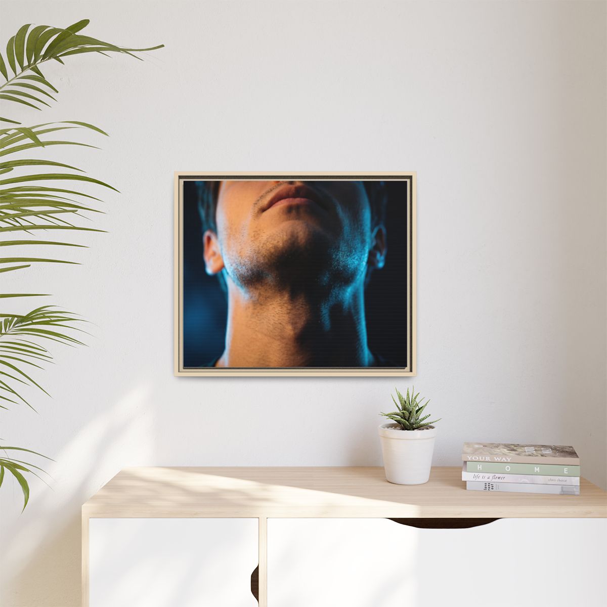 Matte Canvas, Framed - Neon Shadows Cinematic Portrait Art...