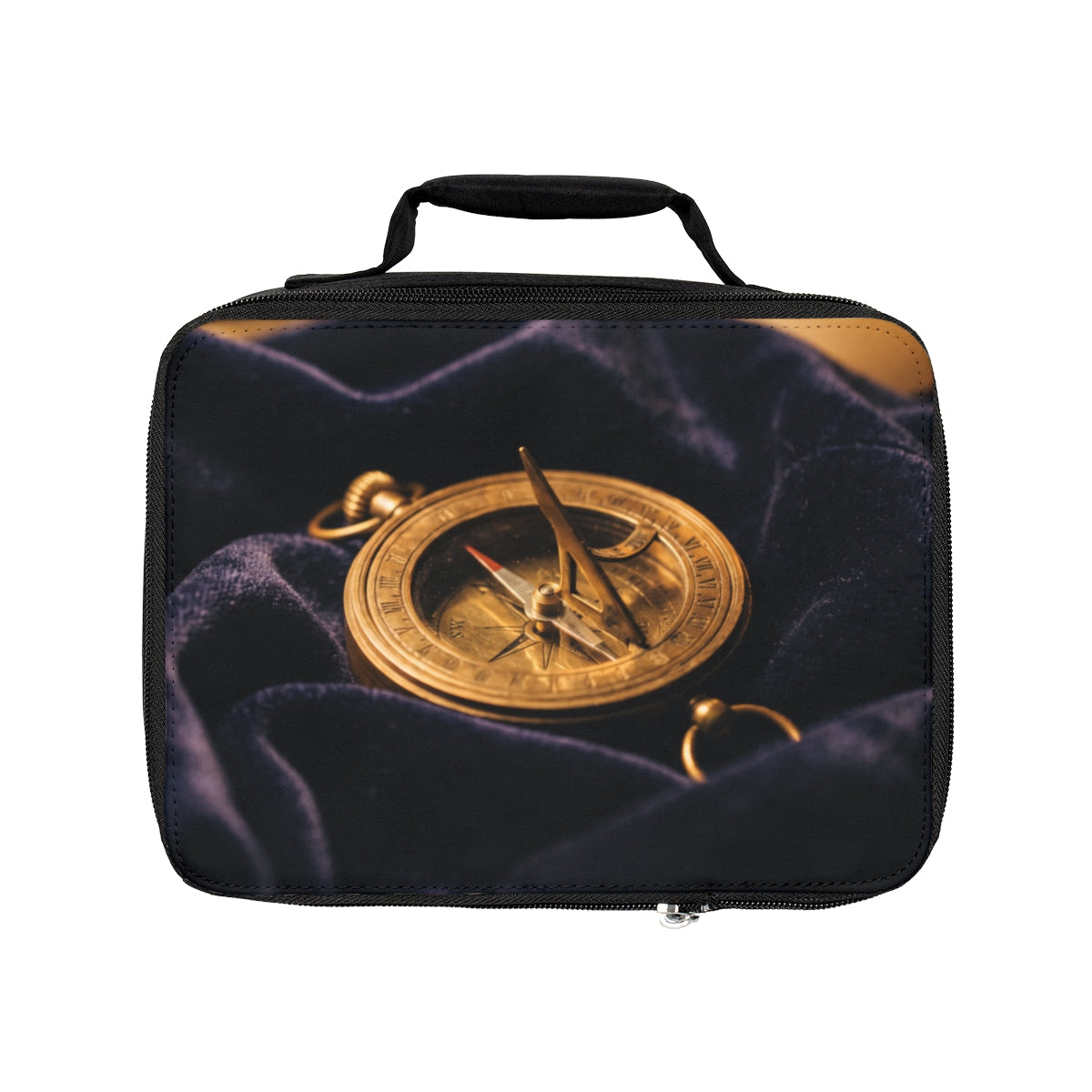 Vintage Brass Sundial Compass Art Lunch Bag