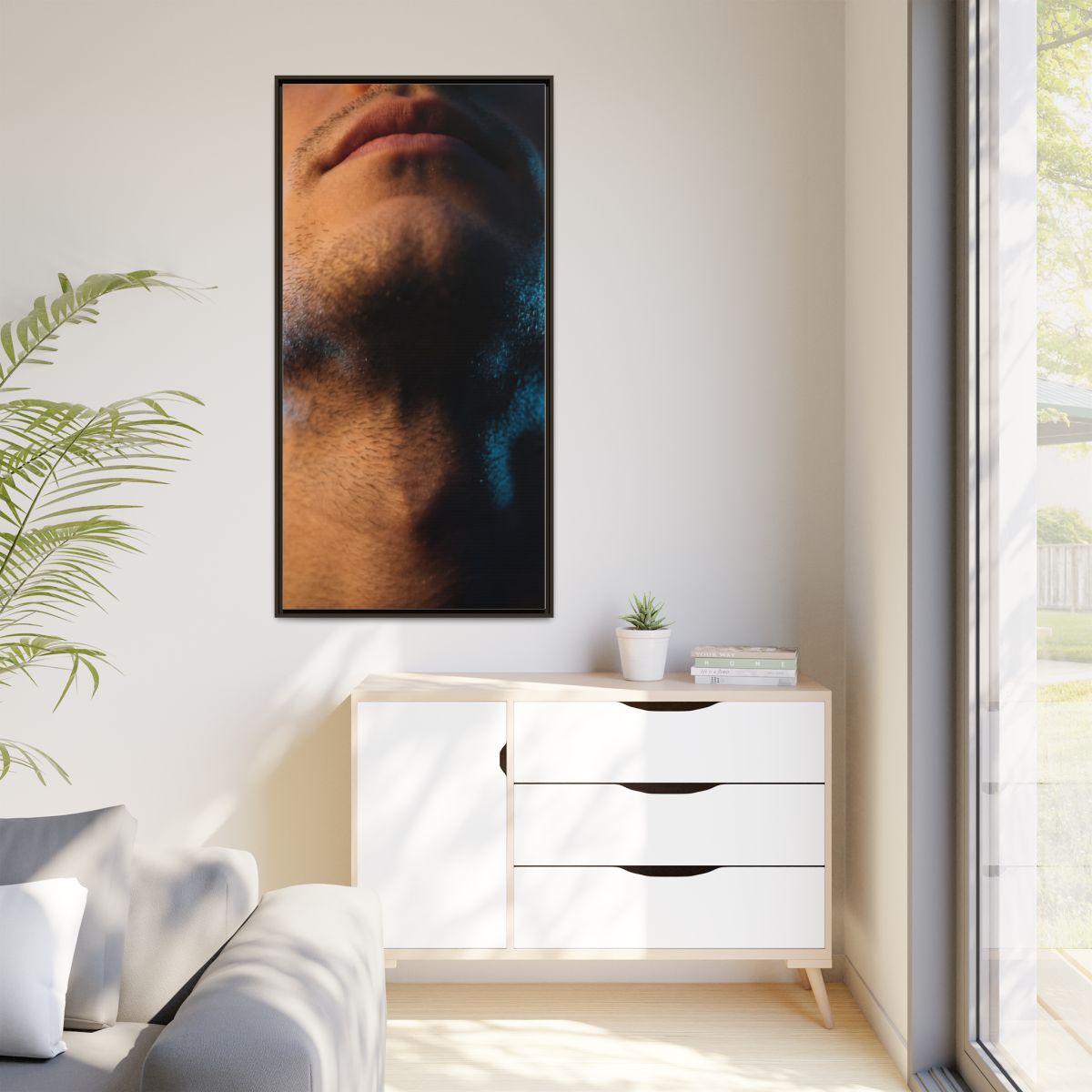Matte Canvas, Framed - Neon Shadows Cinematic Portrait Art...