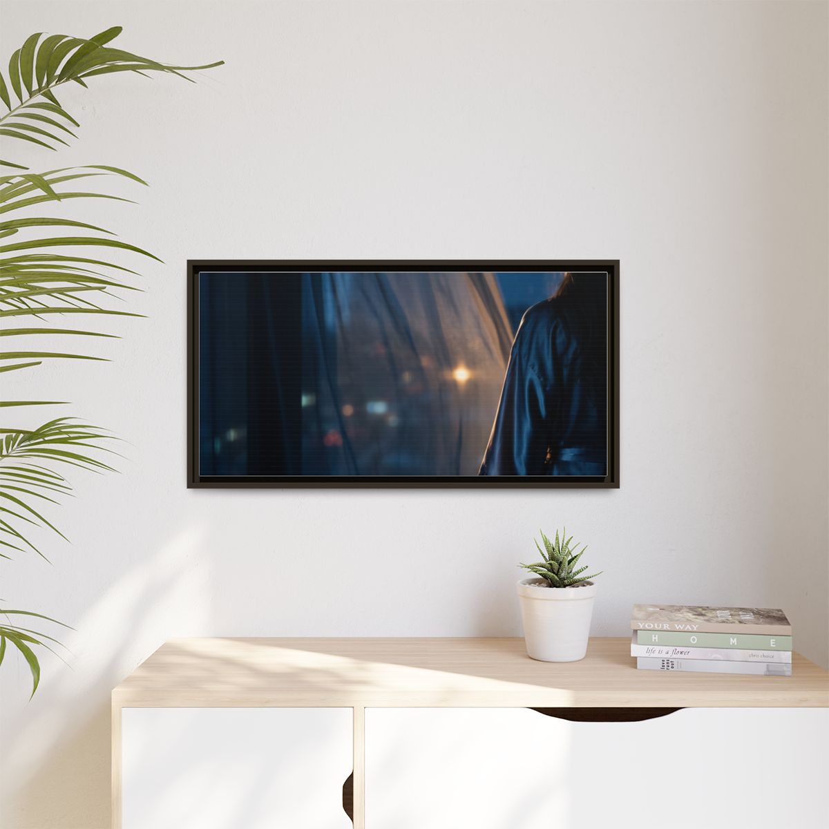 Matte Canvas, Framed - Nocturnal Solitude Silhouette —... |...