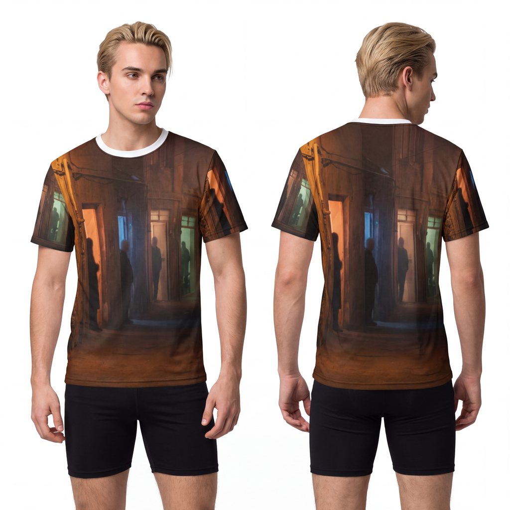 Men's Unisex Cut & Sew Tee - Nocturnal Alleyway Misty Street...