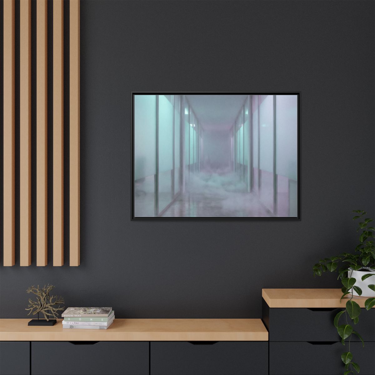 Matte Canvas, Framed - Liminal Corridor Fog Art Print —... |...