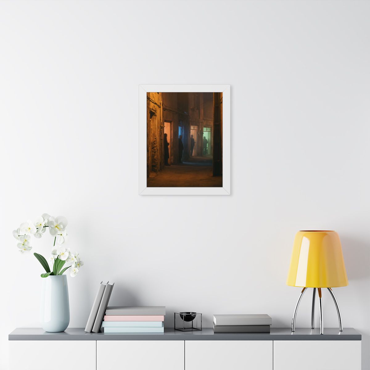 Framed Vertical Poster - Shadowed Alleyway Mystery Art Print...