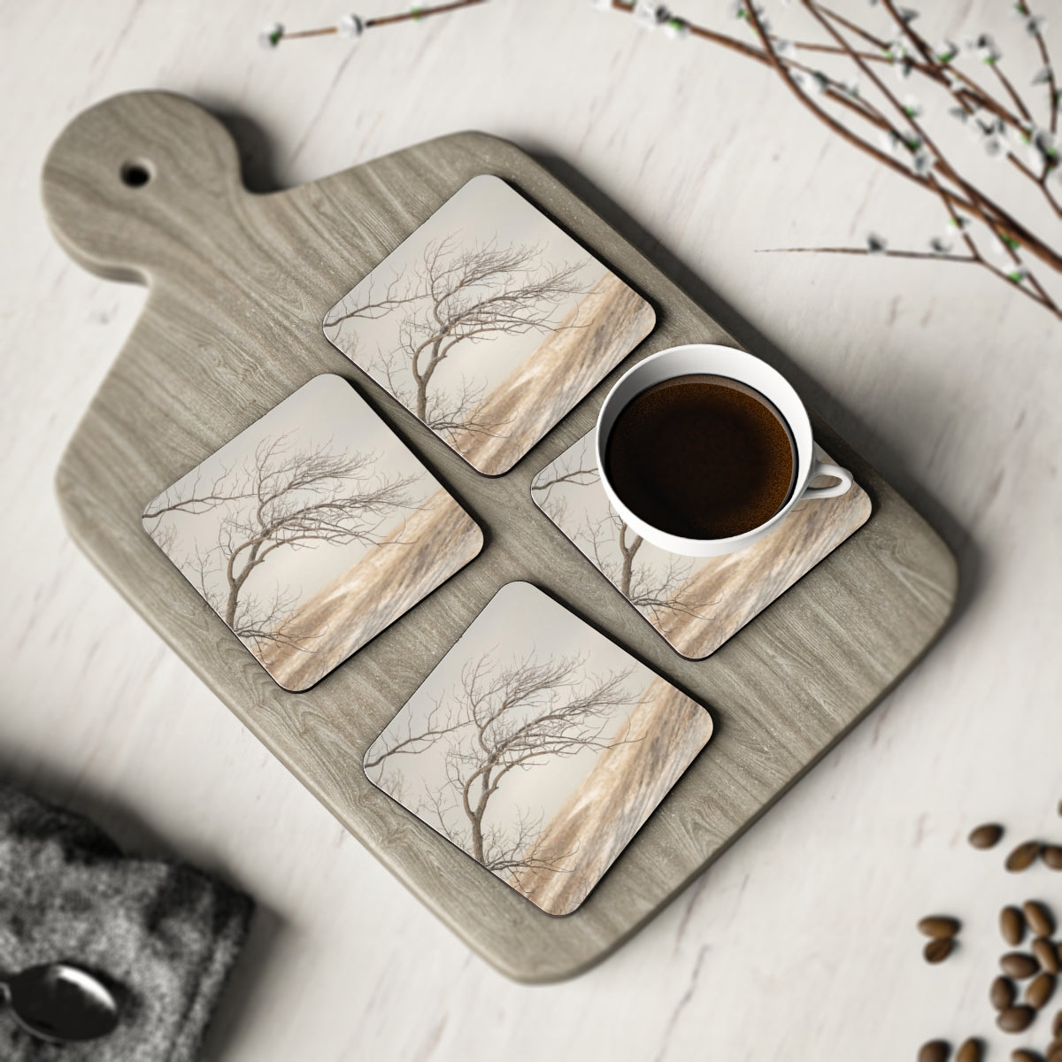 Drink Coasters - Winter Tree Aesthetic