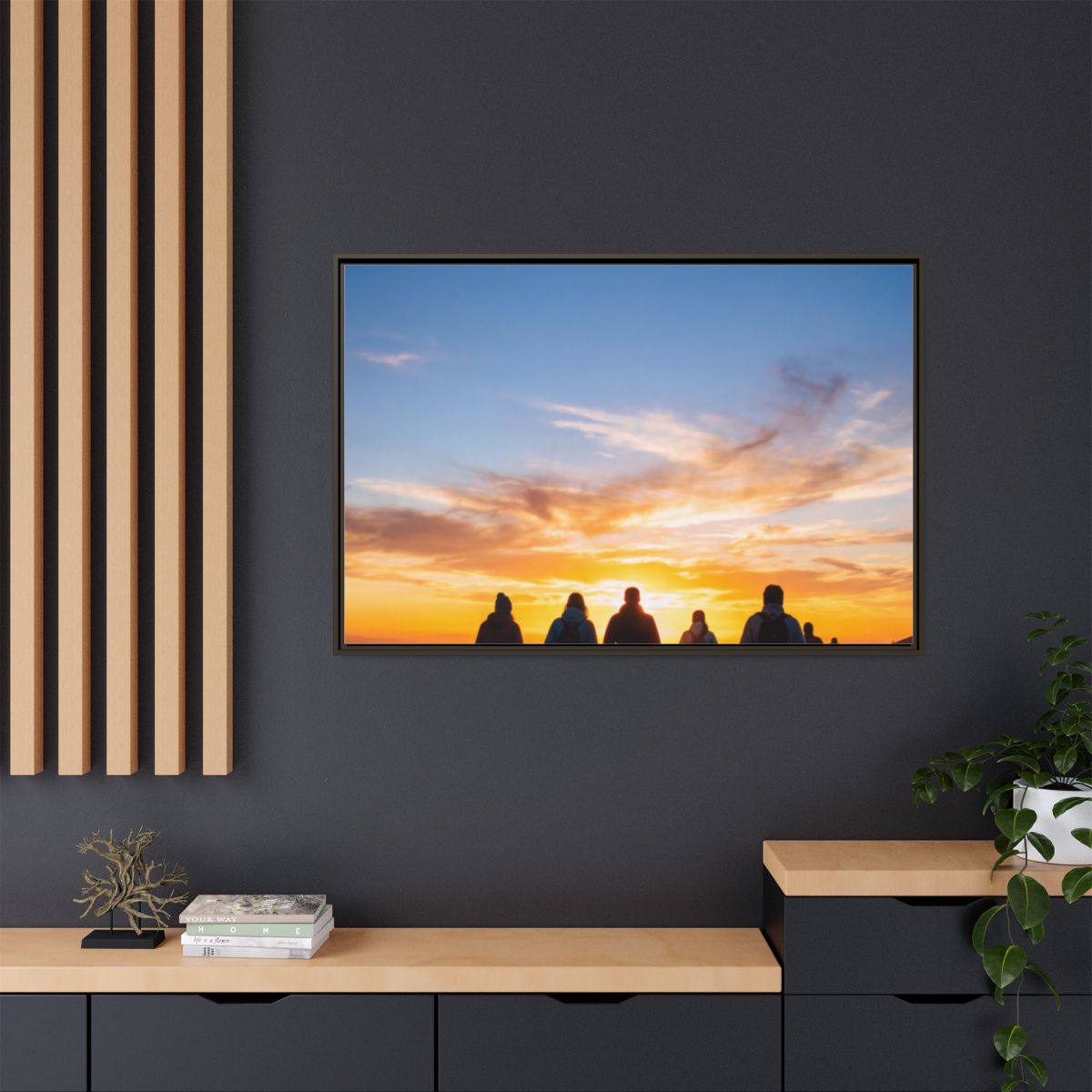 Framed Canvas - Sunset Silhouette — Espresso / 1.25"