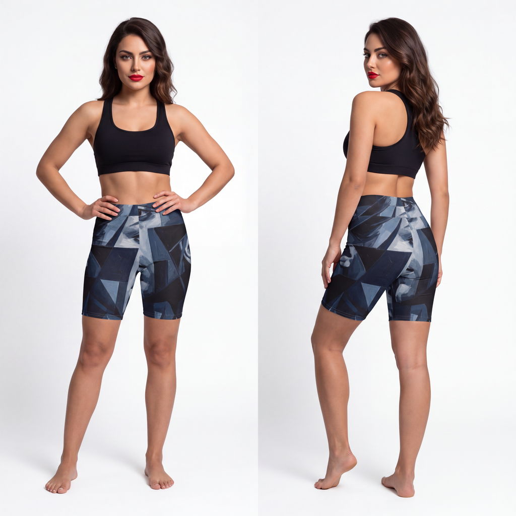 Women's Biker Shorts - Fractured Gazes Dark Academia Cubist...