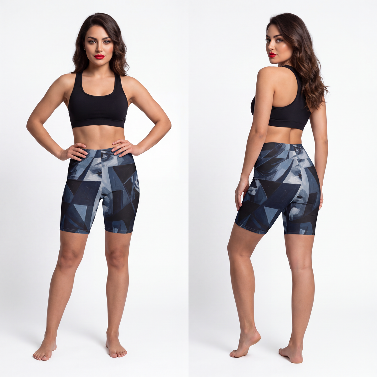 Women's Biker Shorts - Fractured Gazes Dark Academia Cubist...
