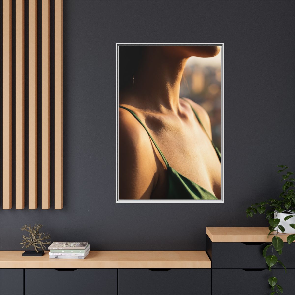 Golden Hour Matte Canvas - Framed Sunset Wall Art — White /...