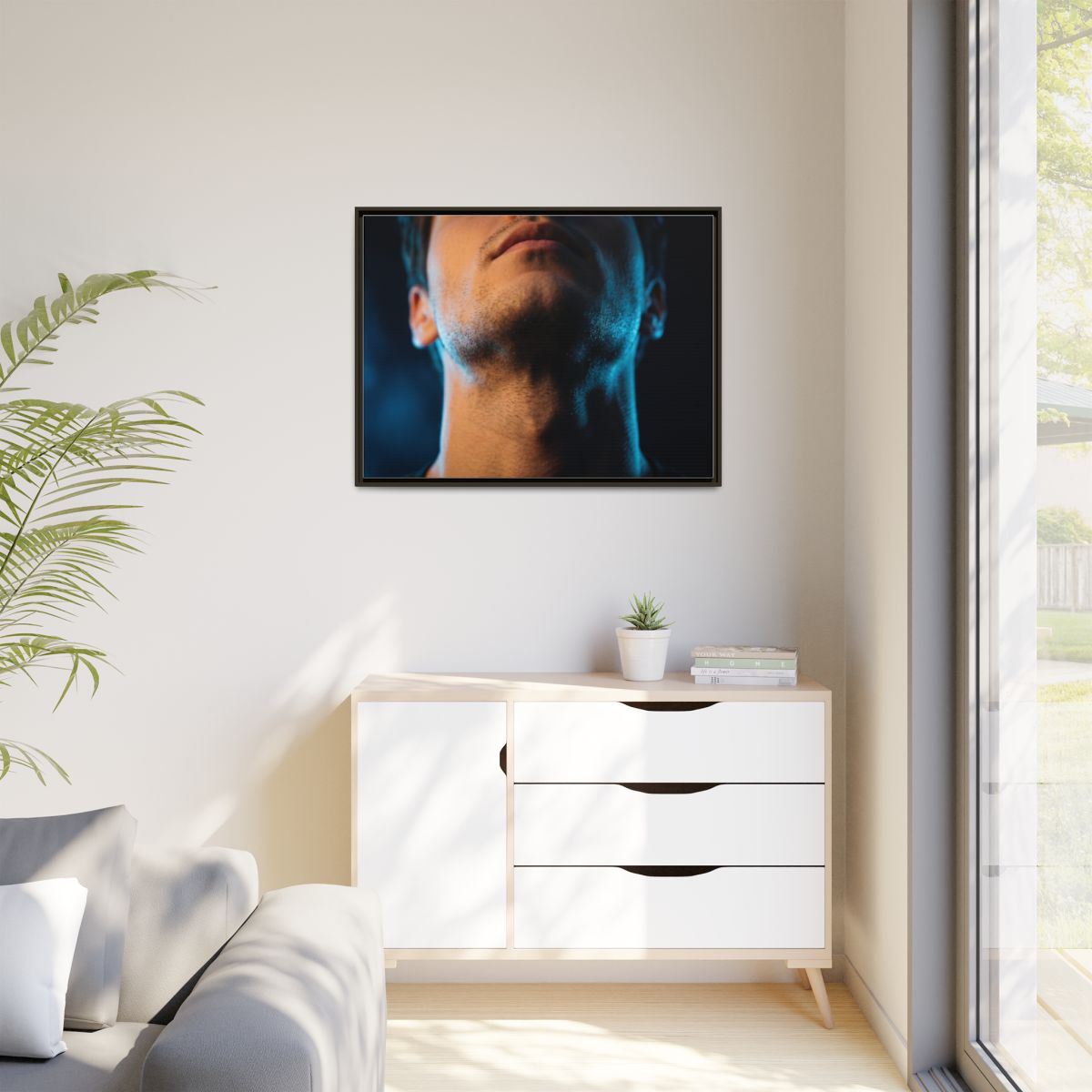 Matte Canvas, Framed - Neon Shadows Cinematic Portrait Art...