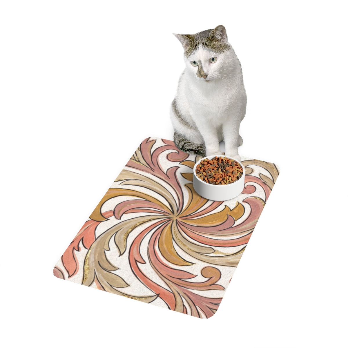Pet Food Mat - Baroque Gilded Swirls (12x18) | Echovira...
